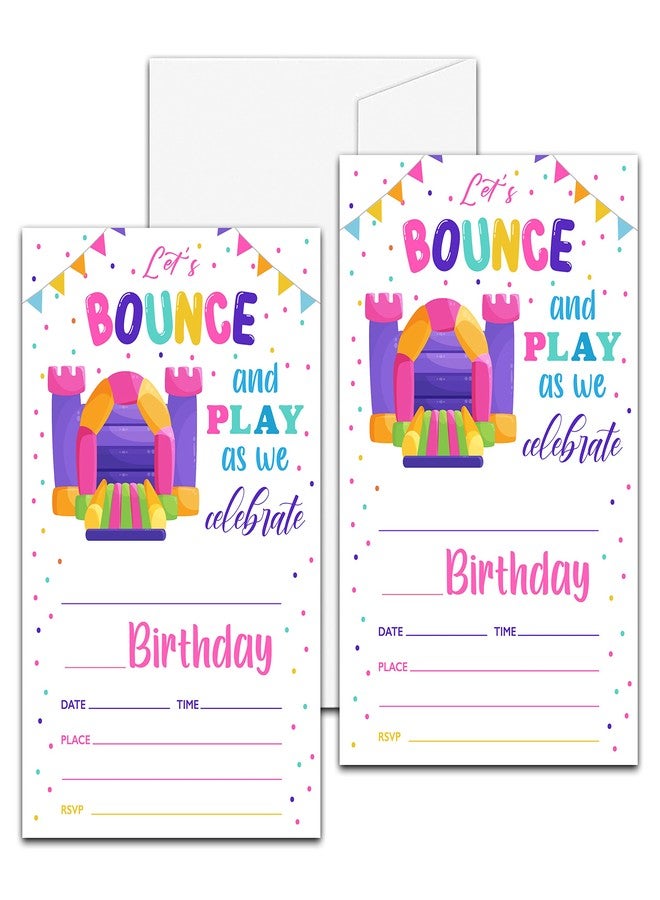 Levitatinyear Bounce House Birthday Party Invitation, Bounce Themed Fill-In Invites for Man & Woman, 20 Invitations With Envelopes (4" X 6"), Adults Jumping Party Favors Decorations and Supplies -25 - Image 1
