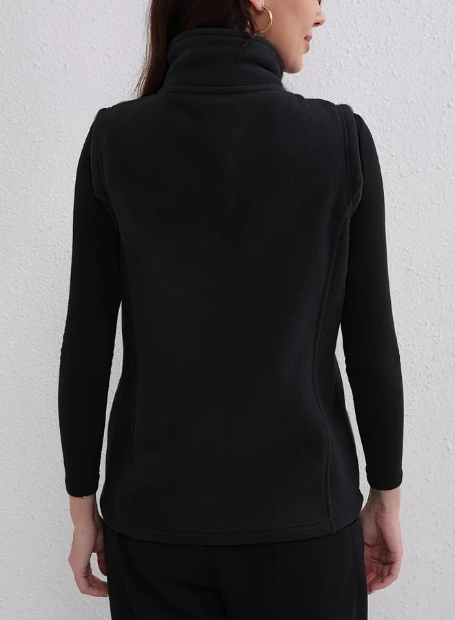 Take Two Take Two Black Fleece Vest with Zip Closure