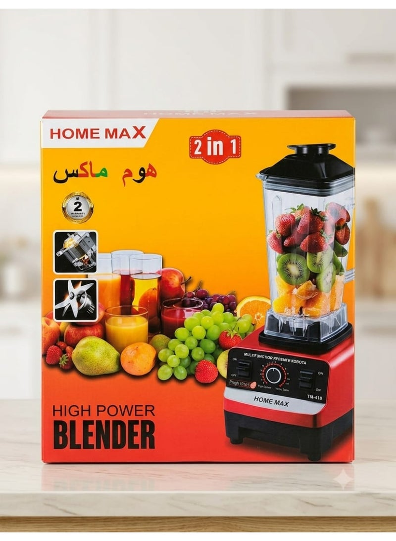 HOME MAX High Power Blender 2 in 1 – Professional Kitchen Blender & Dry Grinder for Smoothies, Juices, Ice Crushing & Grinding - Image 1
