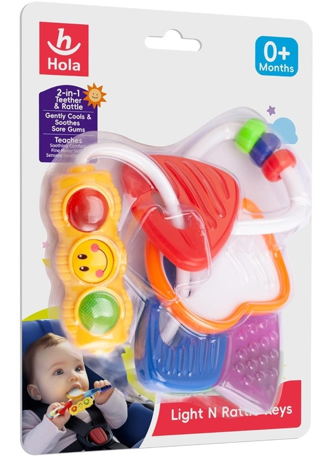Advanced Play 2In1 Light & Rattle Keys Baby Teether, Sensory & Teething Relief Toy For Infants Flashing Lights For Visual Stimulation, Rattling Sound, Easy To Grasp, Fine Motor Skills, Baby Toys, Bpa-Free, 0M+  - Image 4