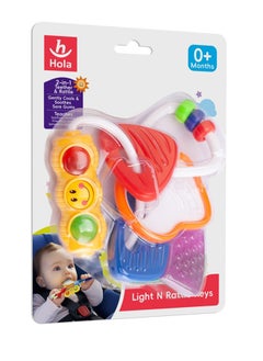 HOLA Hola 2in1 Light & Rattle Keys Baby Teether, Sensory & Teething Relief Toy for Infants Flashing Lights for Visual Stimulation, Rattling Sound, Easy to Grasp, Fine Motor Skills, Baby Toys, BPA-Free, 0M+  - Image 4