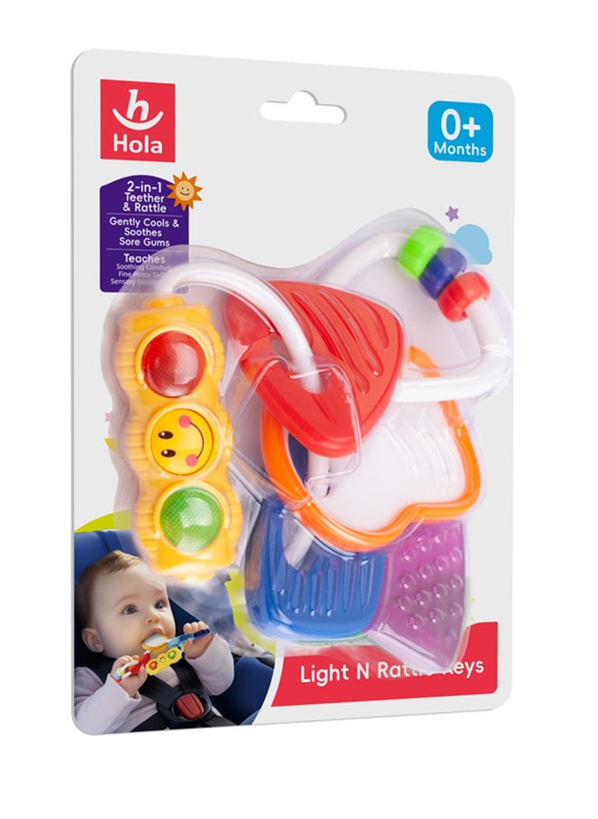 HOLA - Hola 2in1 Light & Rattle Keys Baby Teether, Sensory & Teething Relief Toy for Infants Flashing Lights for Visual Stimulation, Rattling Sound, Easy to Grasp, Fine Motor Skills, Baby Toys, BPA-Free, 0M+ - Image 1