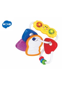 HOLA Hola 2in1 Light & Rattle Keys Baby Teether, Sensory & Teething Relief Toy for Infants Flashing Lights for Visual Stimulation, Rattling Sound, Easy to Grasp, Fine Motor Skills, Baby Toys, BPA-Free, 0M+  - Image 3