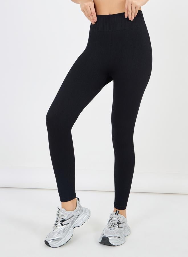 Styli Round Neck Rib Sports Bra & Leggings Set - Image 5
