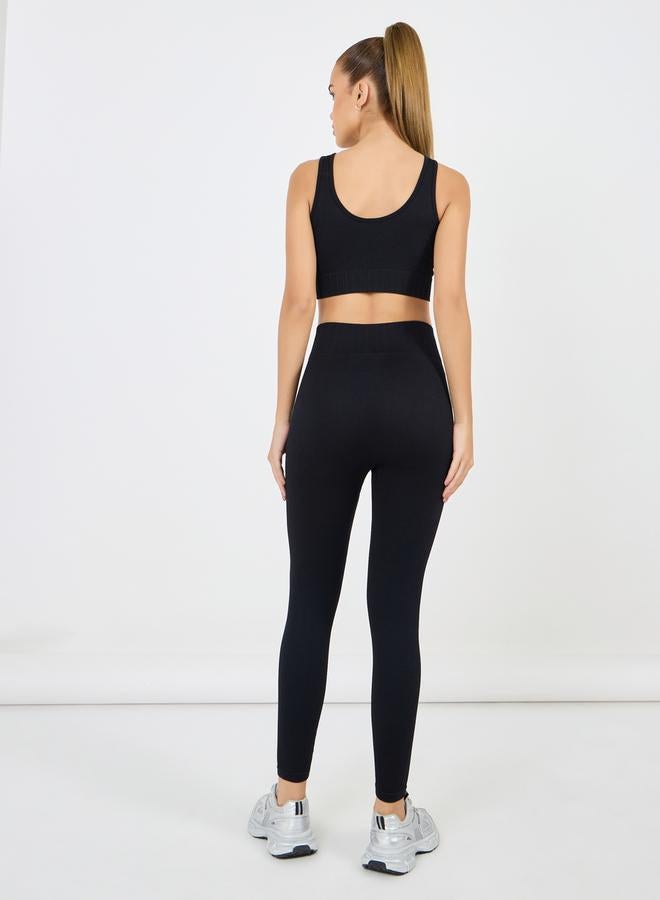 Styli Round Neck Rib Sports Bra & Leggings Set - Image 4