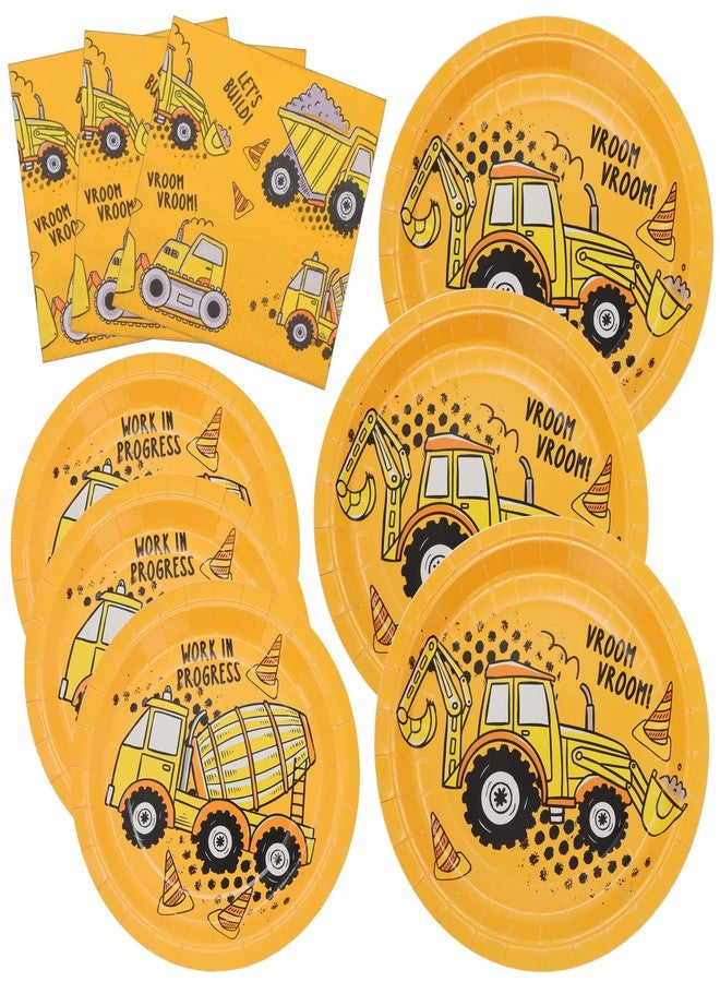 DYLIVeS 60 Pcs Construction Birthday Party Plates and Napkins Kit, Construction Theme Tableware Set Dump Truck Party Table Decorations Supplies, Disposable 9'' and 7'' Paper Plates, Napkins, Serves 20 - Image 1