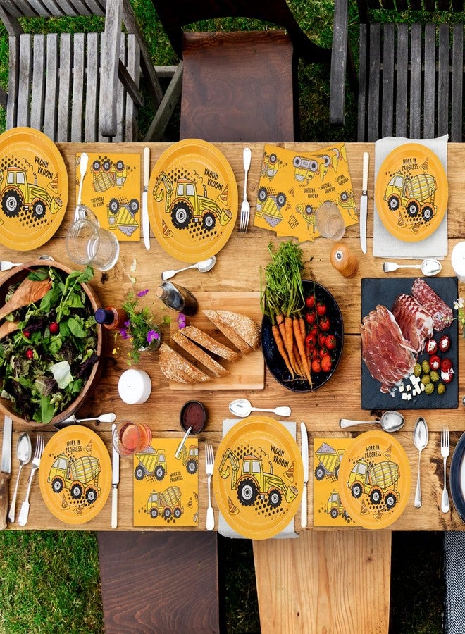 DYLIVeS 60 Pcs Construction Birthday Party Plates and Napkins Kit, Construction Theme Tableware Set Dump Truck Party Table Decorations Supplies, Disposable 9'' and 7'' Paper Plates, Napkins, Serves 20 - Image 4