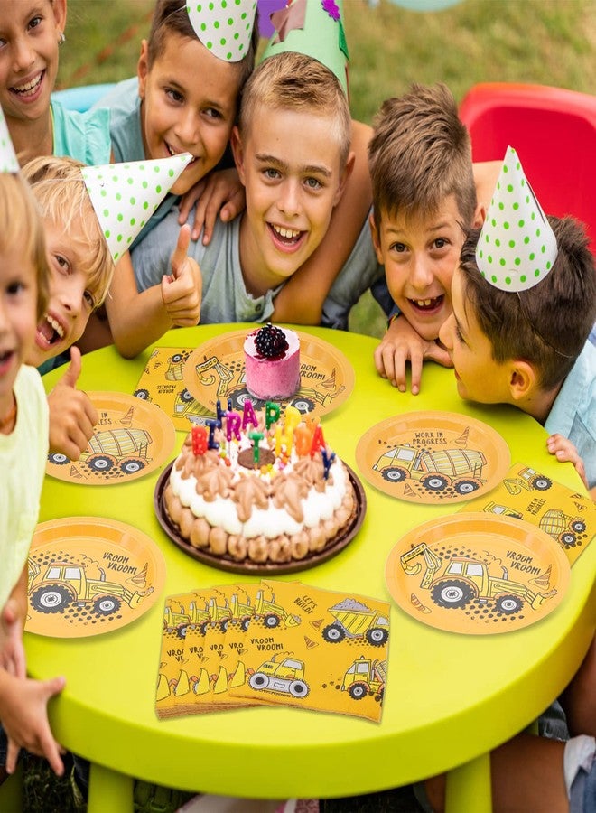 DYLIVeS 60 Pcs Construction Birthday Party Plates and Napkins Kit, Construction Theme Tableware Set Dump Truck Party Table Decorations Supplies, Disposable 9'' and 7'' Paper Plates, Napkins, Serves 20 - Image 3