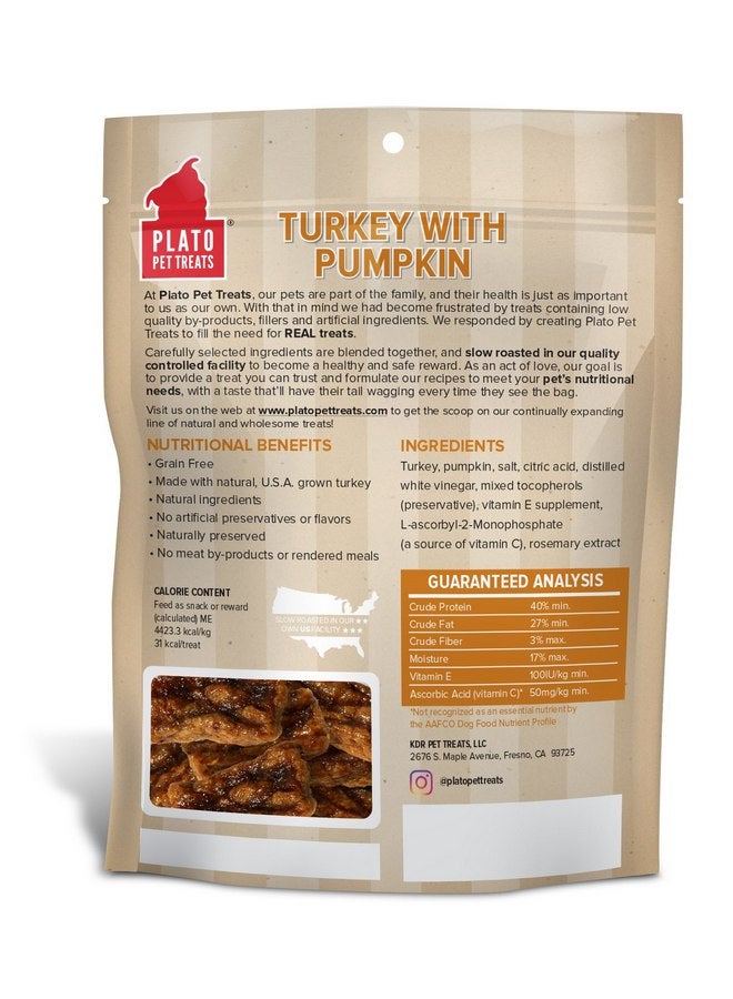 PLATO, Pet Treats, Original Real Strips Turkey & Pumpkin 12oz - Image 2
