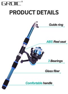 GROIC Kids Fishing Pole and Tackle Box,Portable Telescopic Kids Fishing Poles for Boys and Girls, Fishing Rod and Reel Combo Kit,Kids Fishing Rod  - Image 2