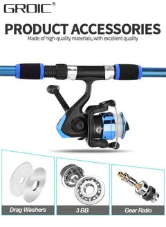GROIC Kids Fishing Pole and Tackle Box,Portable Telescopic Kids Fishing Poles for Boys and Girls, Fishing Rod and Reel Combo Kit,Kids Fishing Rod  - Image 3