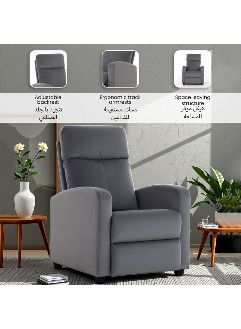 Micasa Sturdy High Quality Push-Back Chair Dark Grey 90 x 73 x 60 cm BL0246E - Image 2