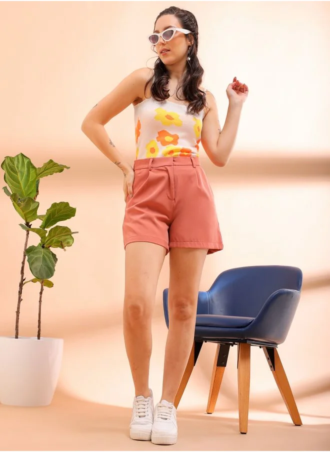 Freehand Women Flared Casual Solid A-Line Shorts