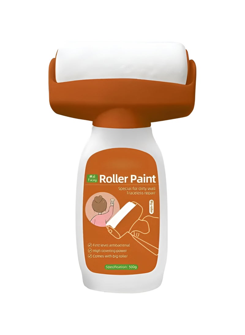 XIGUANJIA Drywall Repair Kit, Upgrade 500g Large Capacity White Paint with Roller, Wall Surface Scratch Quick and Easy Solution, Small Roller Brush Repair Kit - White - Image 1