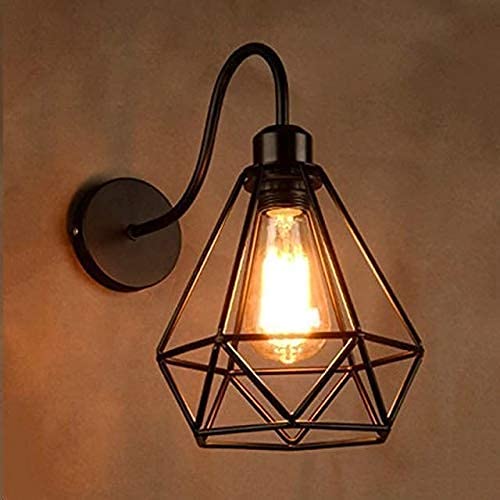 Groeien Antique Decorative Diamond cage Wall Lamp Pendant Hanging Indoor Outdoor Light (Black, Bulb not Included,Metal) - Image 1