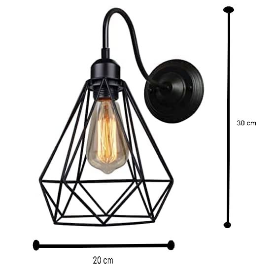 Groeien Antique Decorative Diamond cage Wall Lamp Pendant Hanging Indoor Outdoor Light (Black, Bulb not Included,Metal) - Image 2