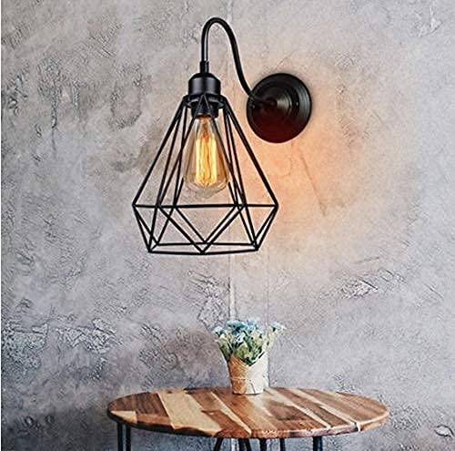 Groeien Antique Decorative Diamond cage Wall Lamp Pendant Hanging Indoor Outdoor Light (Black, Bulb not Included,Metal) - Image 4