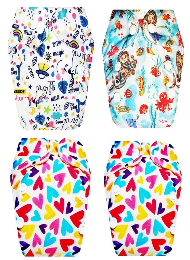 حفاضات قماشية فاخرة من دمبلدو للأطفال حديثي الولادة مع حشوة داخلية مدمجة (عبوة من 4 قطع) | شعور بالجفاف والراحة | وسادة ماصة من 6 طبقات | سريعة الجفاف | مثالية للأطفال الصغار | من 0 إلى 4 أشهر | للجنسين - Image 1