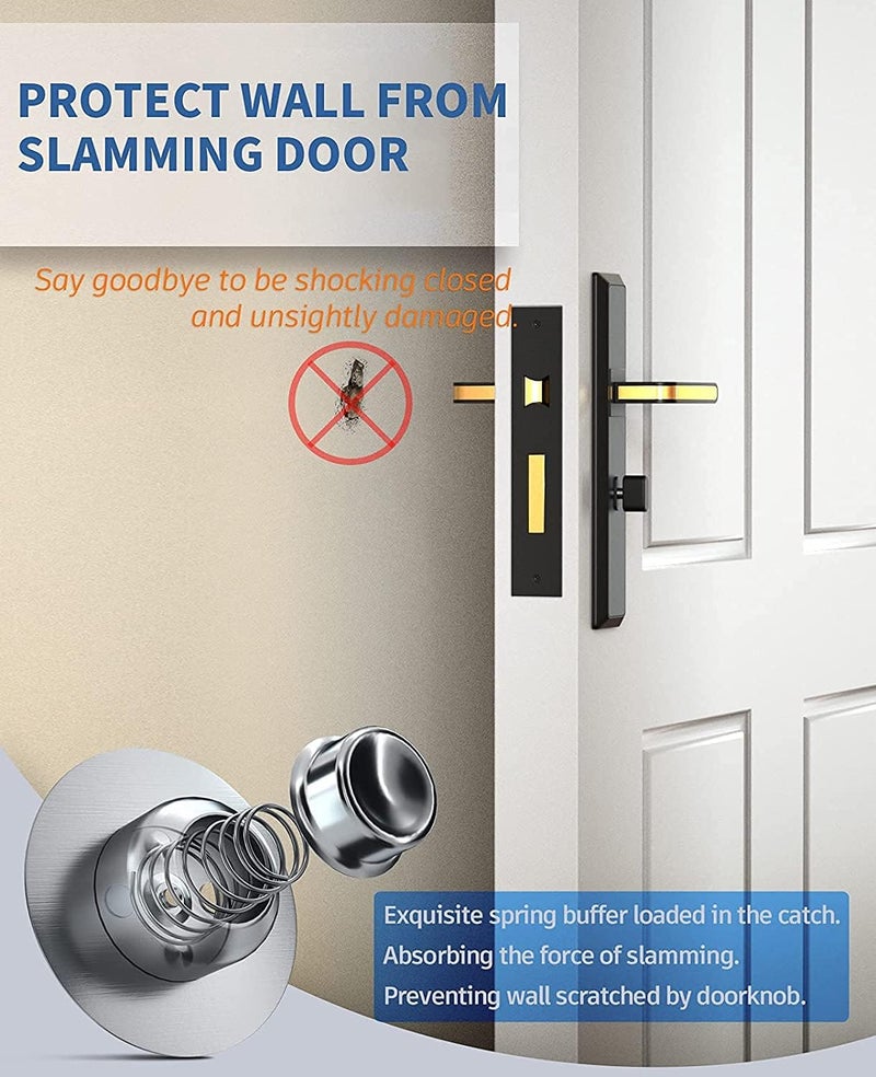 قاعدة باب مغناطيسية من الفولاذ المقاوم للصدأ 201 حاملة باب بدون حفر مع شريط لاصق 3م براغي لتثبيت أقوى على الحائط والأرضية لفتح الباب - Image 4