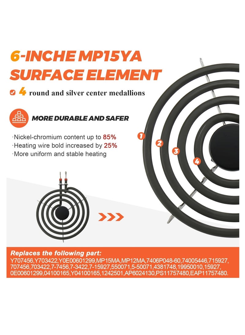 McDou - 4pcs MP22YA Electric Range Burner Element Unit Set  Replacement for Ken-more、Whirlpool、May-tag、Hardwick、Norge Ranges/Stoves  Package Include 2 pcs MP15YA 6" and 2 pcs MP21YA 8" - Image 1