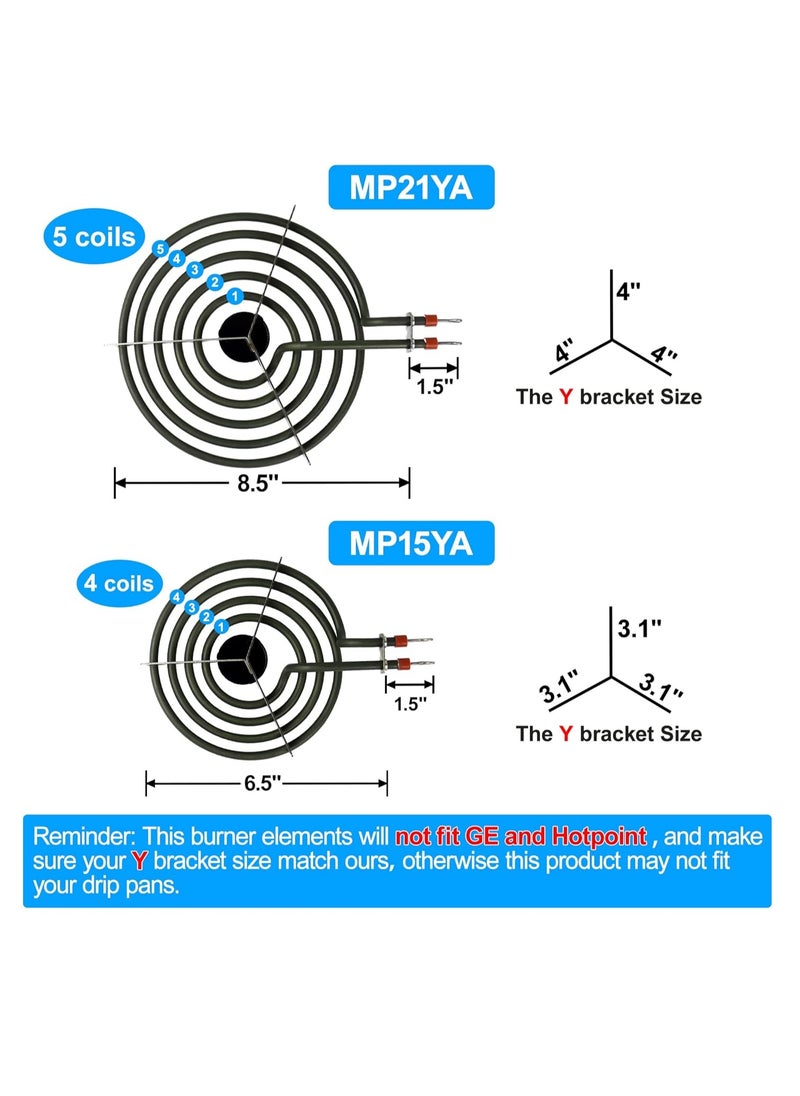 McDou - 4pcs MP22YA Electric Range Burner Element Unit Set  Replacement for Ken-more、Whirlpool、May-tag、Hardwick、Norge Ranges/Stoves  Package Include 2 pcs MP15YA 6" and 2 pcs MP21YA 8" - Image 1