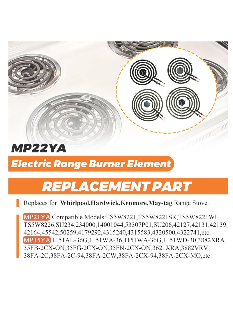 McDou - 4pcs MP22YA Electric Range Burner Element Unit Set  Replacement for Ken-more、Whirlpool、May-tag、Hardwick、Norge Ranges/Stoves  Package Include 2 pcs MP15YA 6" and 2 pcs MP21YA 8" - Image 1