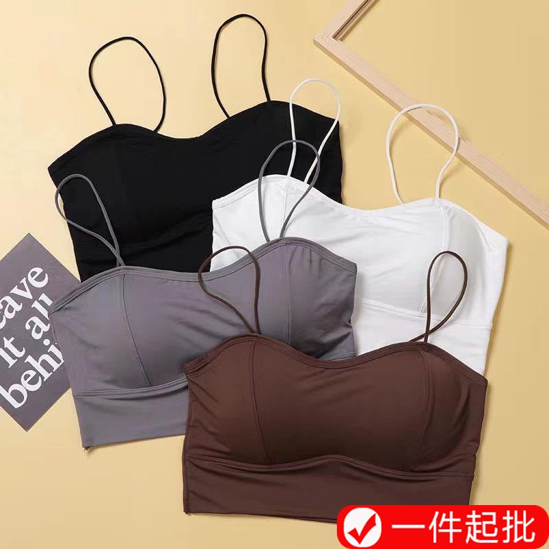 Ice Silk Beautiful Back Intimates For Girls, Sling Bottoming Vest, Thickeneded 4Cm Breast Pads, Small Breasts, Push-Up Tube Top, Chest Wrap - Image 2