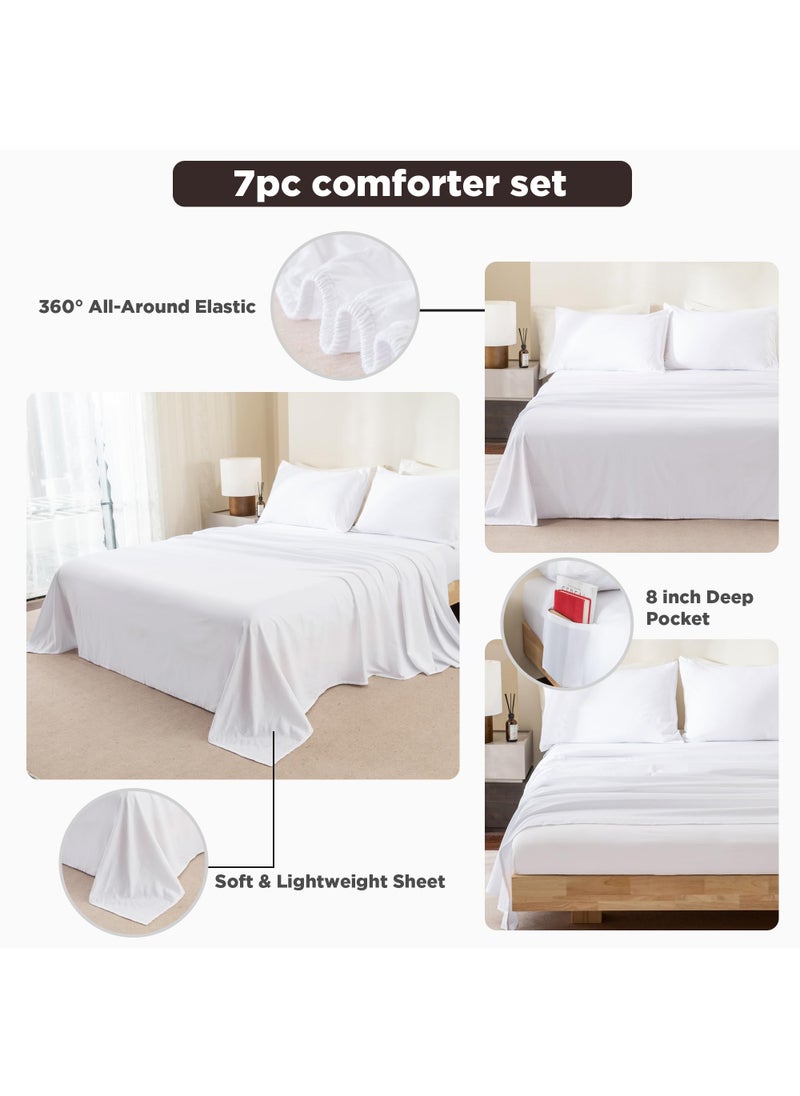 Andency Andency Light Grey California King Comforter Set - 7 Pieces Gray Cal King Bedding Comforter Sets  Summer Plain Soft Lightweight Comforter with Fitted Sheets  Flat Sheets  Pillowcases & Shams  - Image 4