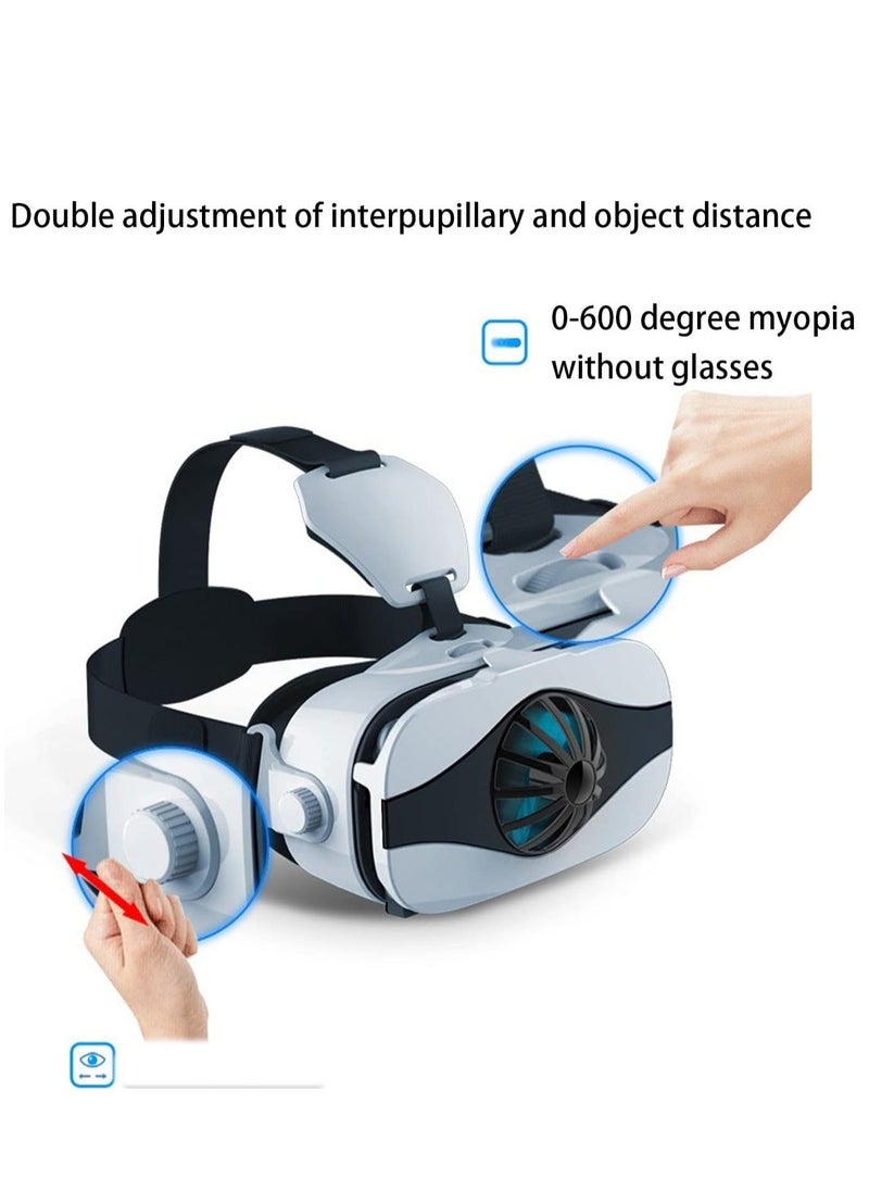 Virtual Reality 3D VR Headset Smart Glasses for Mobile Cell Phone Smartphones 4-6.4Inch Lenses Binoculars with Controller for iOS Compatible for Android Smartphone 5F Mini B03