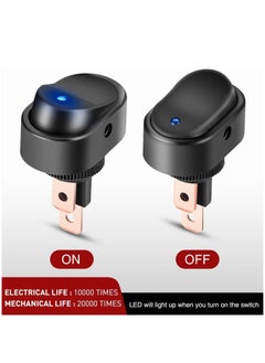 Y&D 5PCS LED Lighted Rocker Switch, 12V Blue Illuminated ON Off Toggle Oval Shaped Switch 12mm Hole for Automotive Car Truck RV Motorcycles Marine Boats  - Image 5