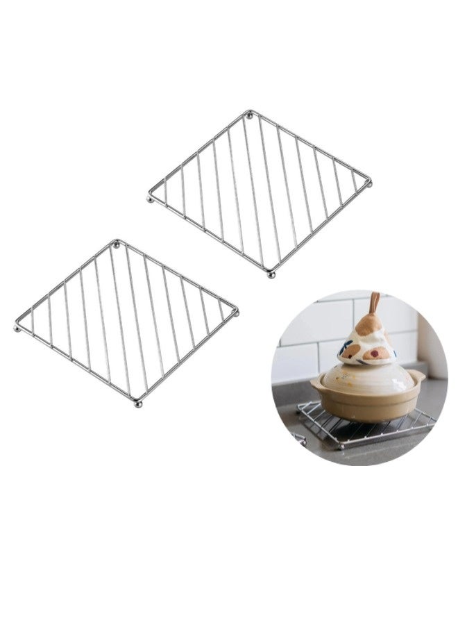شيبشيب قاعدتان من الستانلس ستيل للأطباق والأواني الساخنة بحجم ‎7.2 × 7.2‎ بوصة مع أرجل ثابتة - Image 1