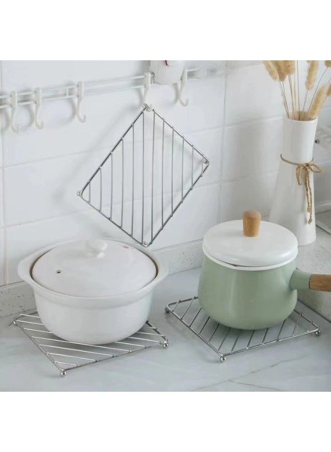 شيبشيب قاعدتان من الستانلس ستيل للأطباق والأواني الساخنة بحجم ‎7.2 × 7.2‎ بوصة مع أرجل ثابتة - Image 2