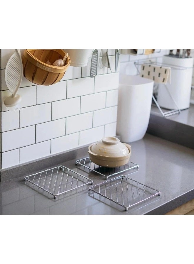 شيبشيب قاعدتان من الستانلس ستيل للأطباق والأواني الساخنة بحجم ‎7.2 × 7.2‎ بوصة مع أرجل ثابتة - Image 4