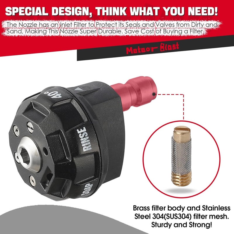 Meteor Blast 6 in 1 Pressure Washer Nozzle Tips，Mutiple Degrees， Quick Change over and Adjustable, 1/4 inch Quick Connector, MAX 4500PSI for Pressure Washer - Image 5