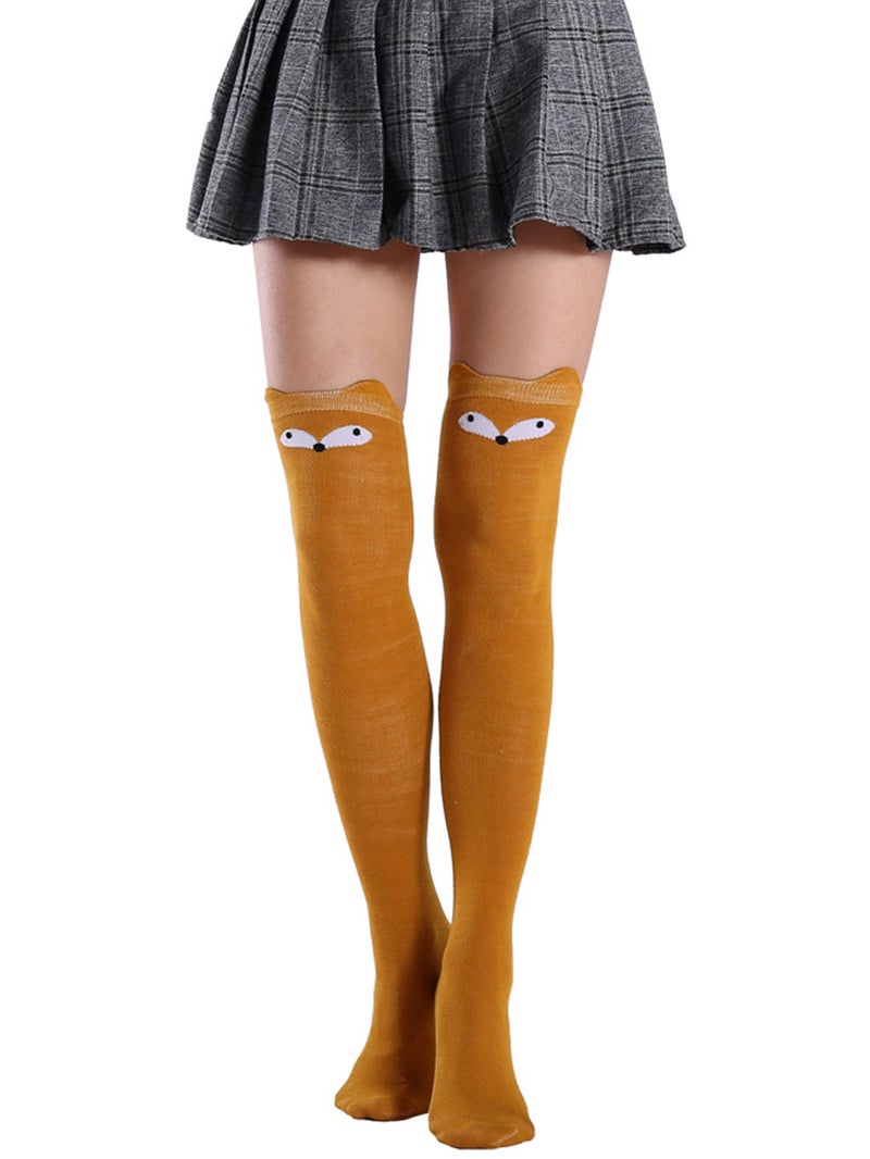 Black White Stripe Over-Knee Cat Socks for Women big red - Image 3