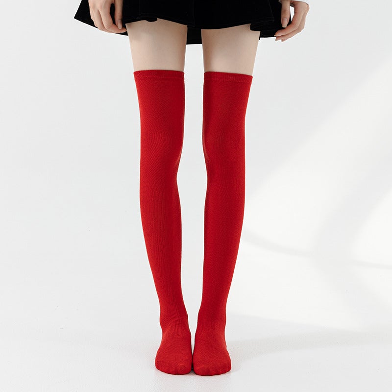 Black White Stripe Over-Knee Cat Socks for Women big red - Image 1