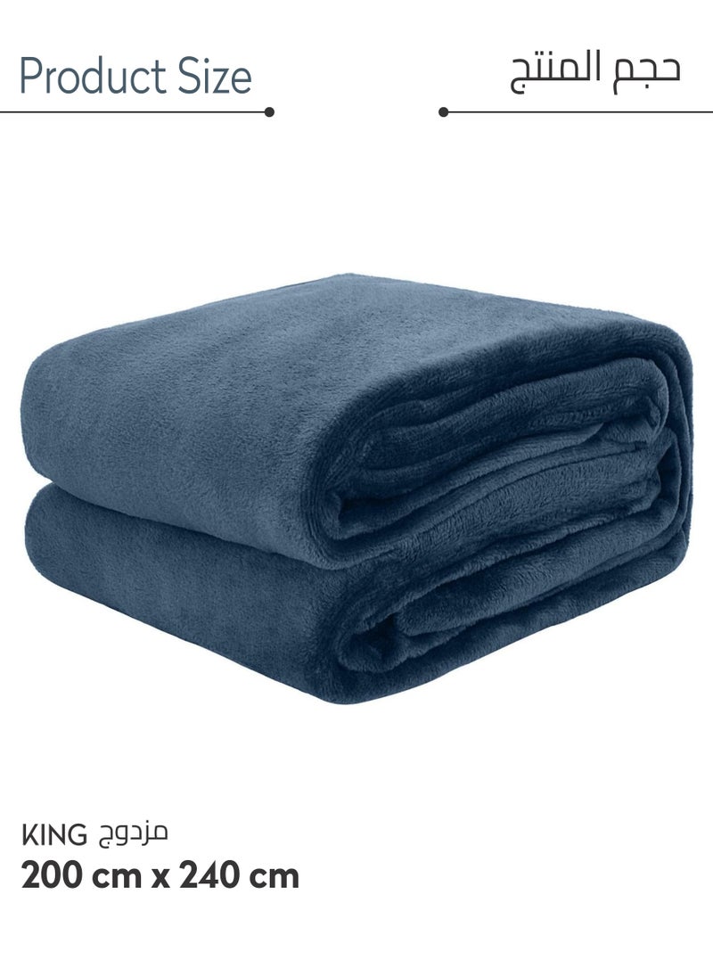 Donetella Fleece Blanket King Size(200 X 240 CM) Super Soft Throw Blanket With 300 GSM Best Lightweight Warm Plush Throws For Bed, Sofa,Couch And Camping,Mist Blue  - Image 3