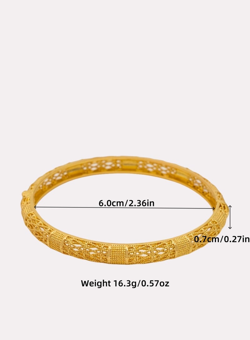 فاشون سوار بنمط ماسي مجوف، سوار أنيق من النحاس الصديق للبيئة للسيدات - Image 2