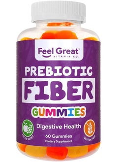 Feel Great 365 Prebiotic Fiber Gummies by Feel Great Vitamin Co (60 Gummies) | Helps Improve Digestive Health, Restore Natural Gut Flora, and Support Overall Health & Immunity* | Vegetarian & Vegan Friendly Chew  - Image 1