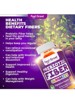 Feel Great 365 Prebiotic Fiber Gummies by Feel Great Vitamin Co (60 Gummies) | Helps Improve Digestive Health, Restore Natural Gut Flora, and Support Overall Health & Immunity* | Vegetarian & Vegan Friendly Chew  - Image 4