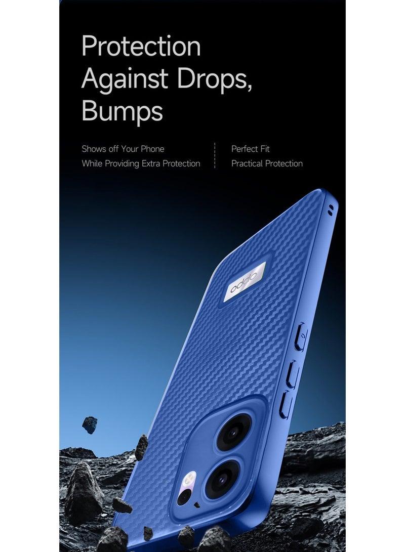 Wtech Oppo Reno13 F 4G/5G 2025 Liquid Silicone Carbon Fiber Texture Case Cover - Navy Blue - Image 4