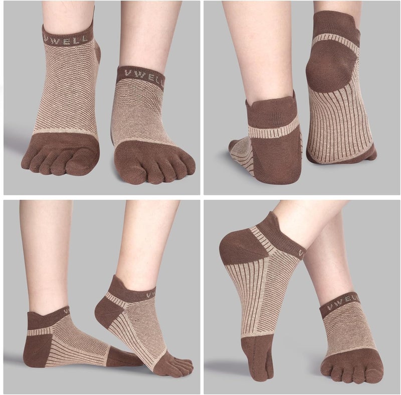 VWELL Store Cotton Toe Socks Five Finger Socks No Show Crew Athletic Running Socks 4 Pairs,Size 7-11 - Image 4