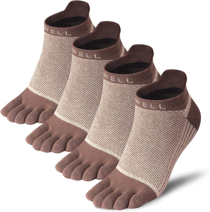 VWELL Store Cotton Toe Socks Five Finger Socks No Show Crew Athletic Running Socks 4 Pairs,Size 7-11 - Image 1
