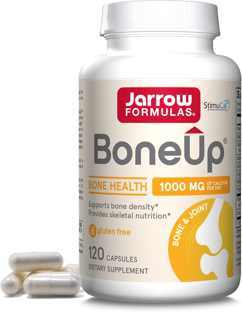 Jarrow Formulas BoneUp  120 Capsules  60 Servings  For Bone Support  Skeletal Nutrition  Includes Naturally Derived Vitamin D3 K2 as MK7  1000 mg Calcium  Gluten Free  NonGMO - Image 1