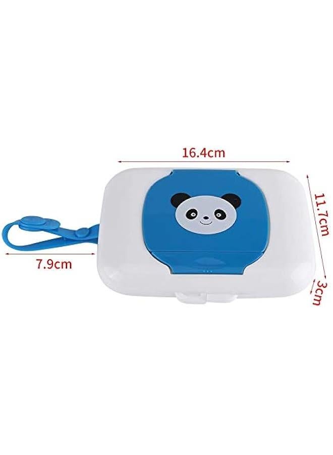 Wet Wipes Storage Box, Baby Portable Wipes Dispenser Travel Refillable Container for Car Bathroom Living Room Outdoor Use (Whiteu0026Blue) - Image 5