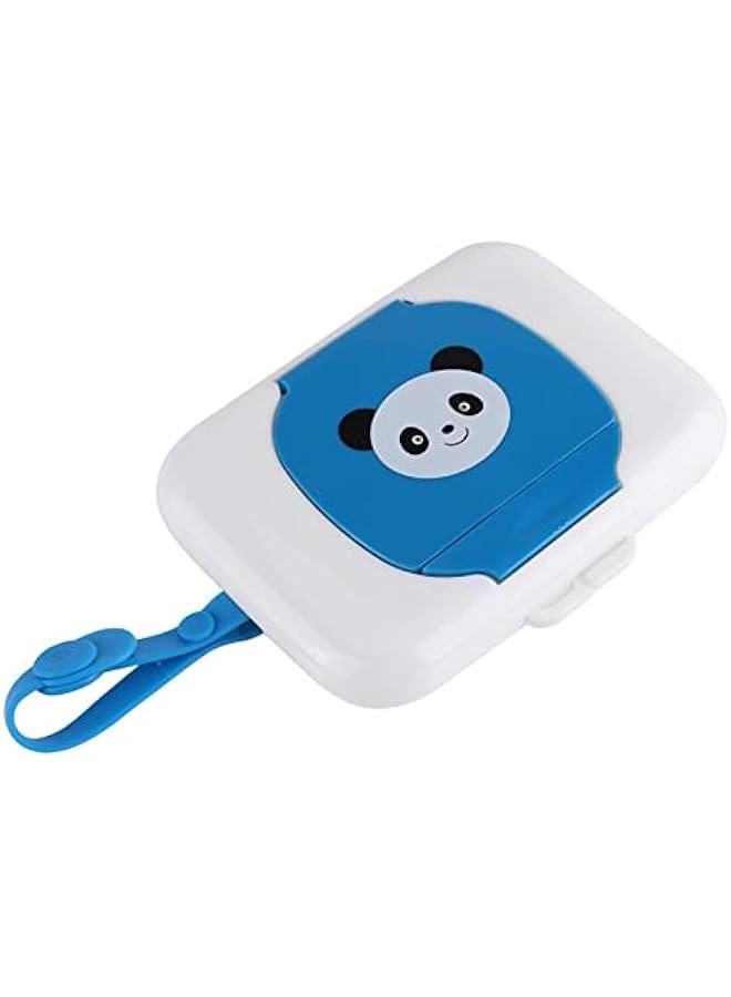 Wet Wipes Storage Box, Baby Portable Wipes Dispenser Travel Refillable Container for Car Bathroom Living Room Outdoor Use (Whiteu0026Blue) - Image 2