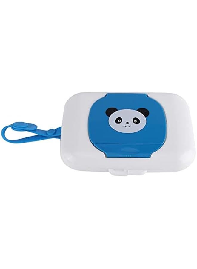 Wet Wipes Storage Box, Baby Portable Wipes Dispenser Travel Refillable Container for Car Bathroom Living Room Outdoor Use (Whiteu0026Blue) - Image 1
