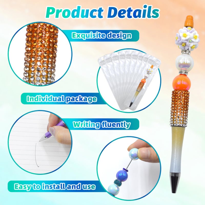 DASTTUIS 75 Pcs DIY Diamond Beadable Pen Kit - 25 Plastic Rhinestone Beaded Pens Bulk with Refills & Bags - Fancy Cute Glitter Pens for Crafting, Students & Teachers â€“ School Supplies, Office Item - Image 4