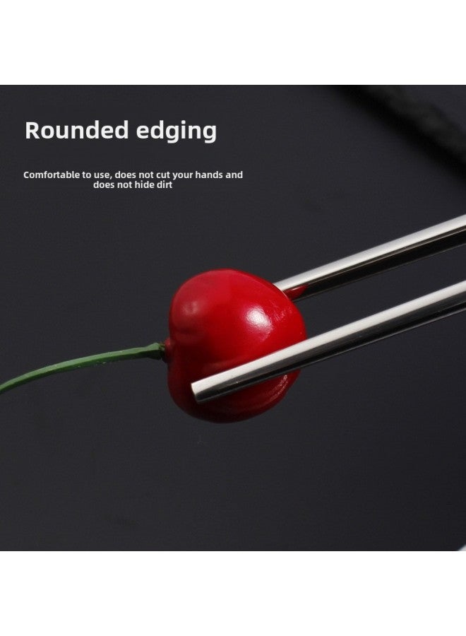 304 Stainless Steel Chopsticks Bare Body 27cm Household Restaurant Public Chopsticks Non-slip Anti-scalding Round Head Chopsticks Square Chopsticks-Color:All Square Chopsticks 27cm  - Image 4