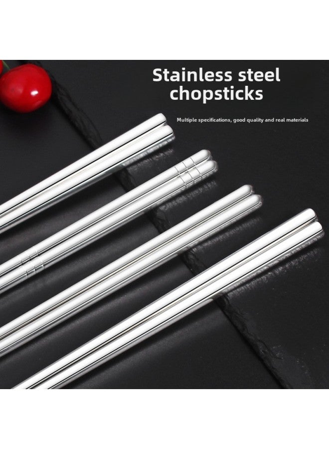 304 Stainless Steel Chopsticks Bare Body 27cm Household Restaurant Public Chopsticks Non-slip Anti-scalding Round Head Chopsticks Square Chopsticks-Color:All Square Chopsticks 27cm  - Image 2